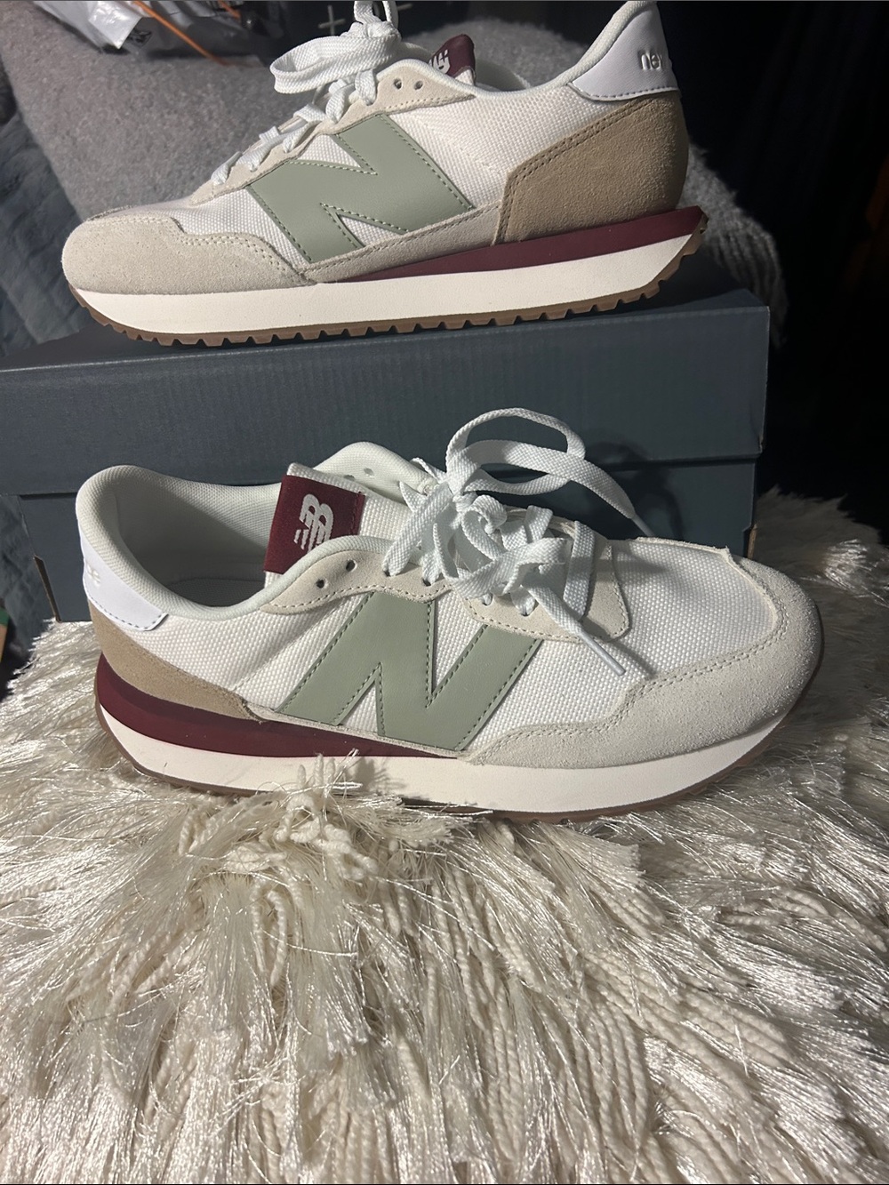 New Balance Men's Sneakers in White, Sage, Tan, Maroon